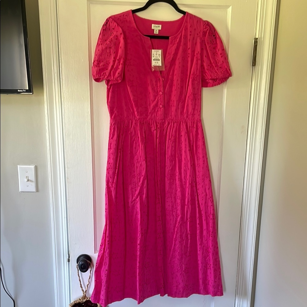 J. Crew Fuchsia Embroidered Blouse